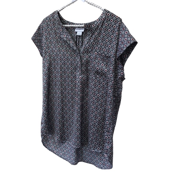 Liz Claiborne Red & Black Patterned Blouse size Large - Picture 4 of 7